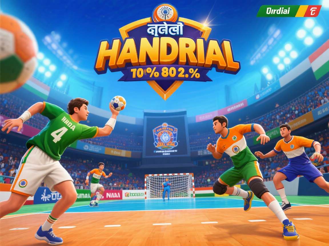 Handball Galaxy: India Stars - Indian Handball Game Handball Galaxy: India Stars gameplay showing Indian players in action